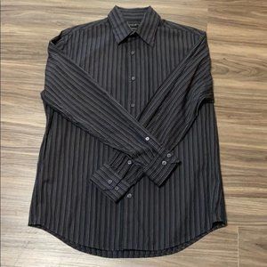 Men's Long Sleeve Black and Grey Button Up Shirt